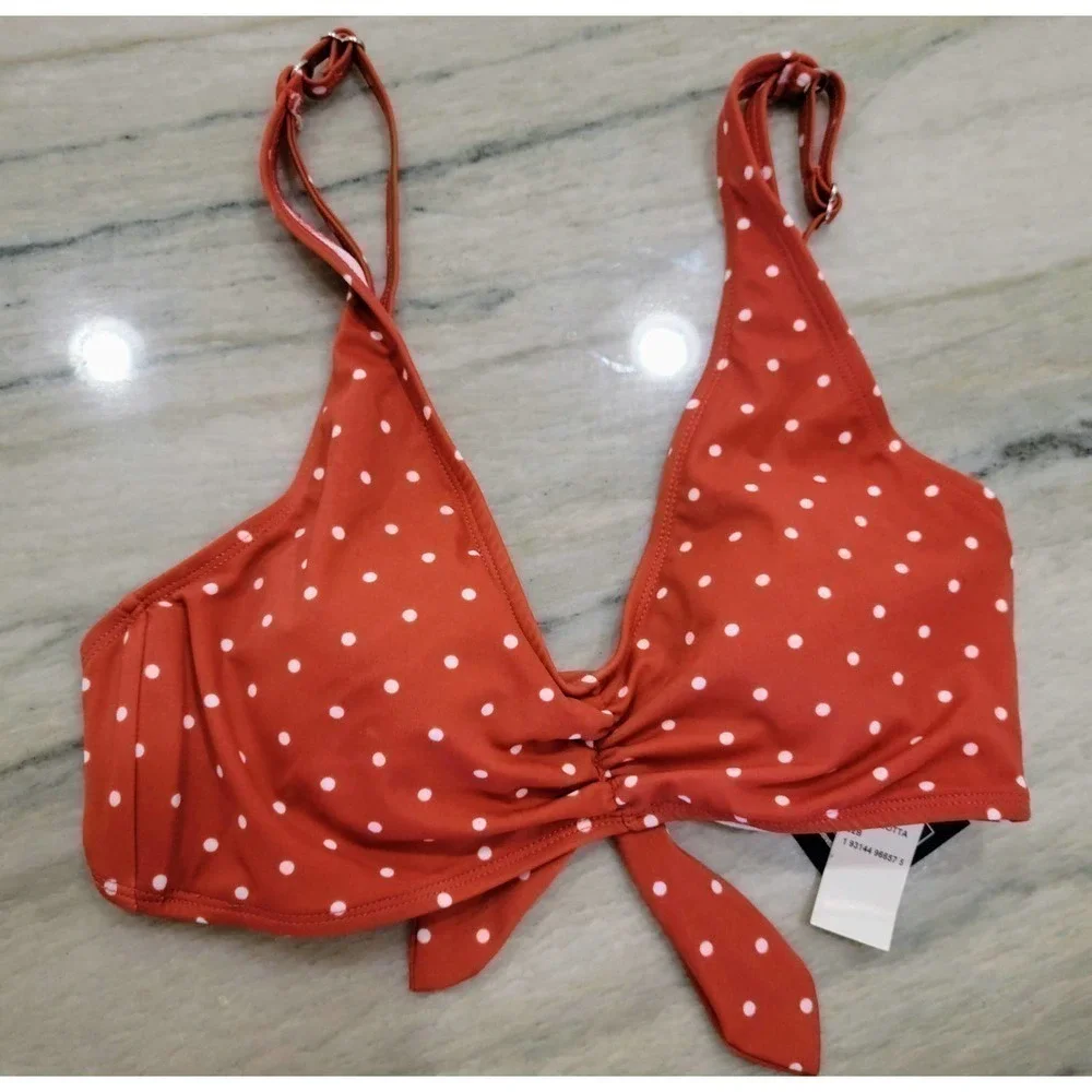 Sundazed Swimsuit Top Terracotta Red Polka Dot 32B